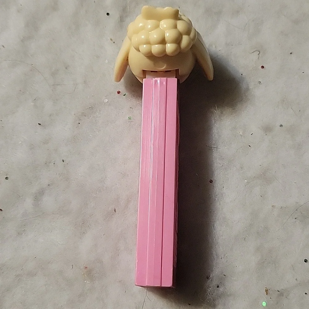 1 Vtg 1960's PEZ Easter White Lamb Chop Pink No Foot Candy Dispenser